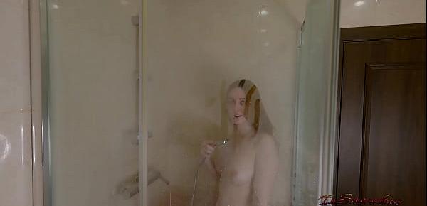  Red-haired Babe Taking Shower and Great Blowjob - POV | IoSuccubus